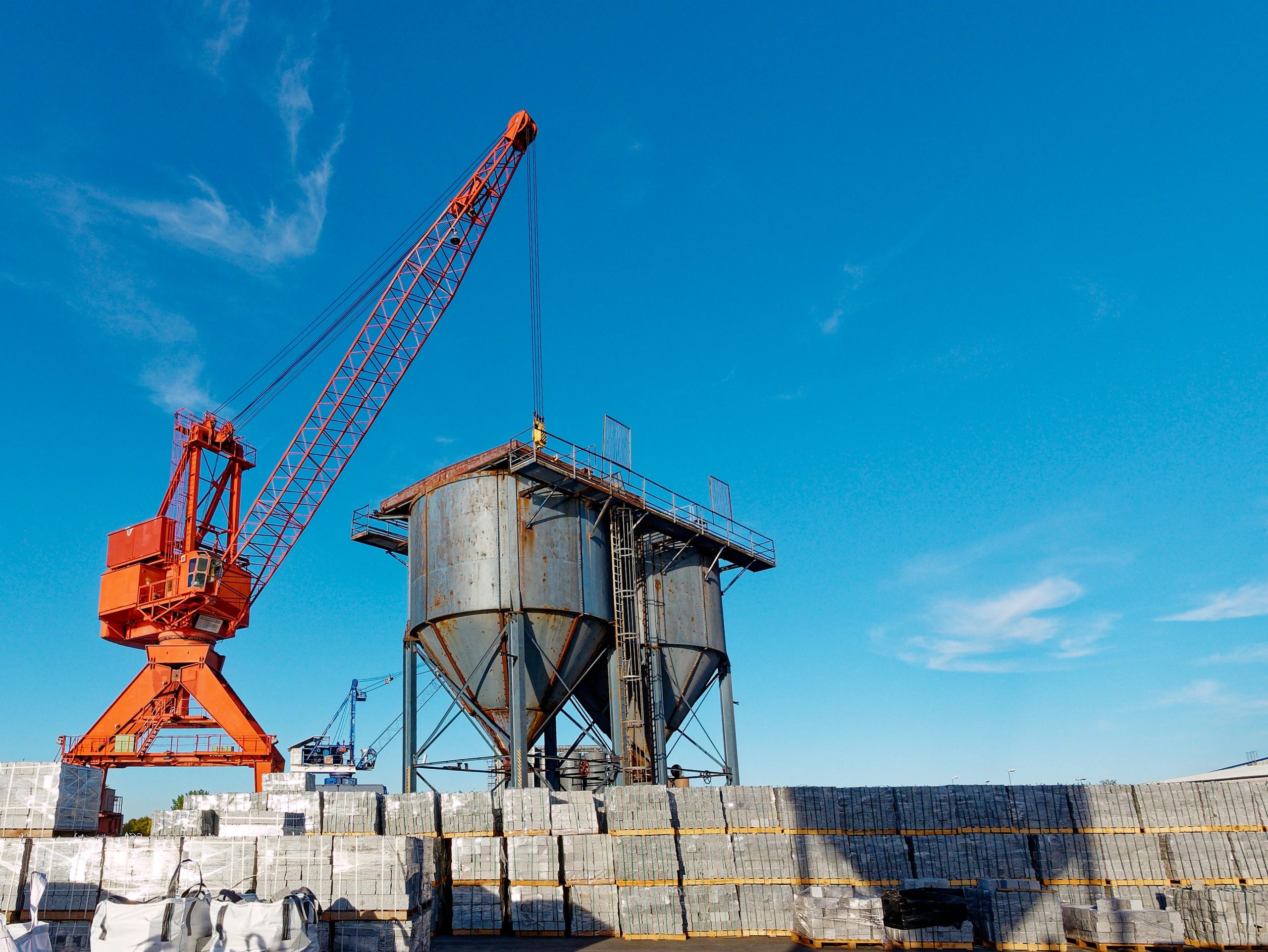 Harbor crane symbolizing international importing
