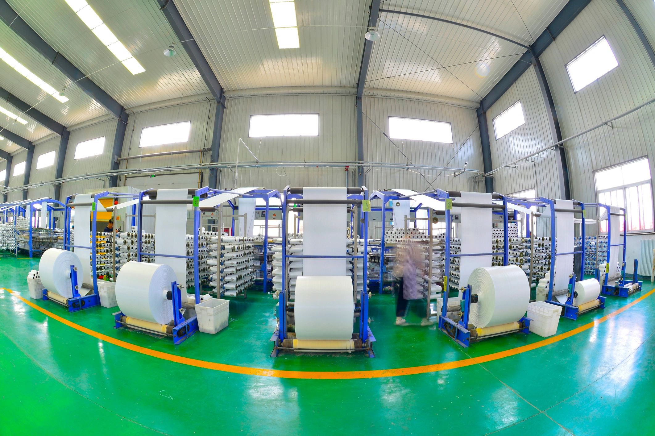 Modern packaging production line in a factory