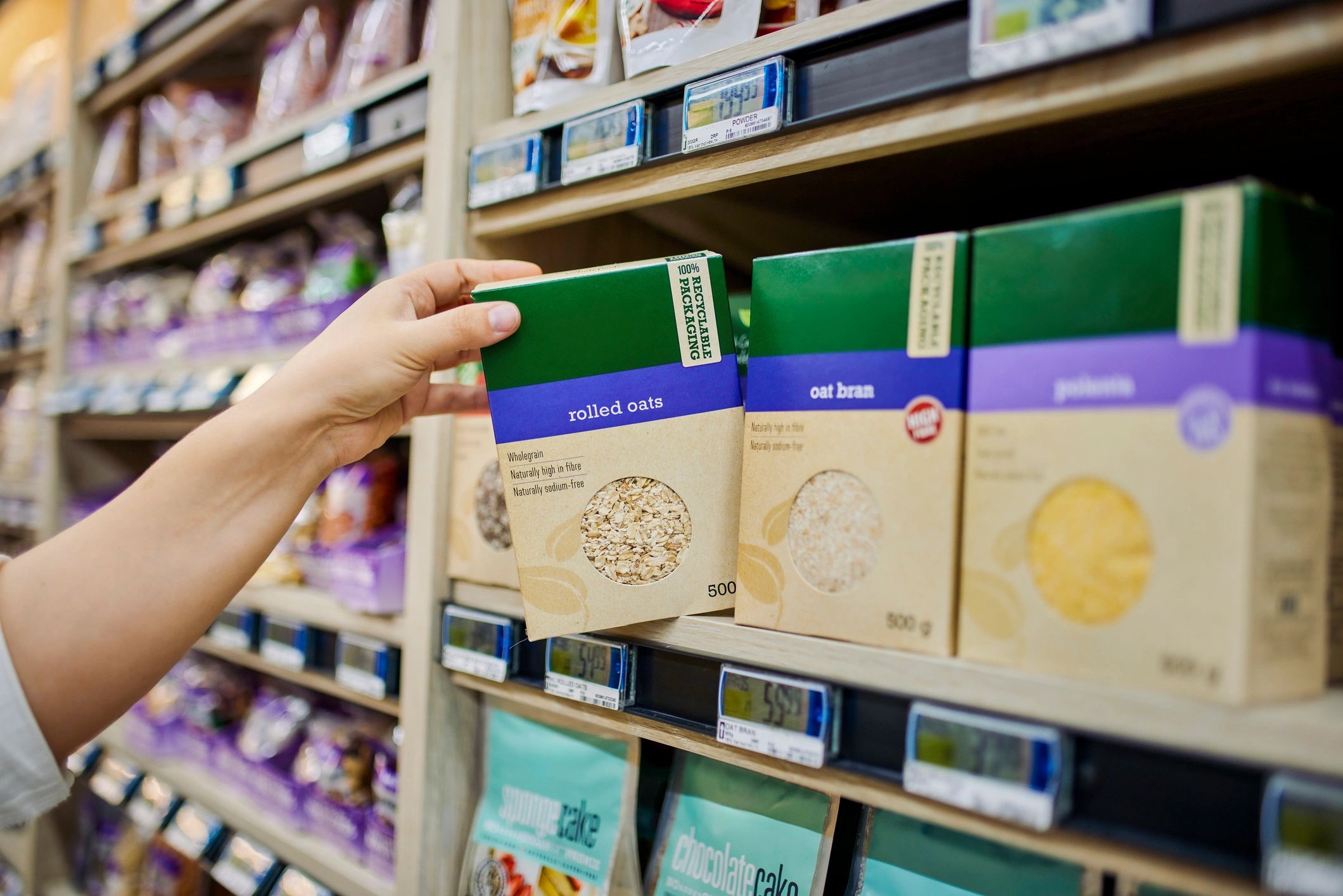 Retail shelf product packaging representing private label